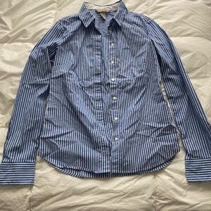 Blue and White Striped Button Down Shirt